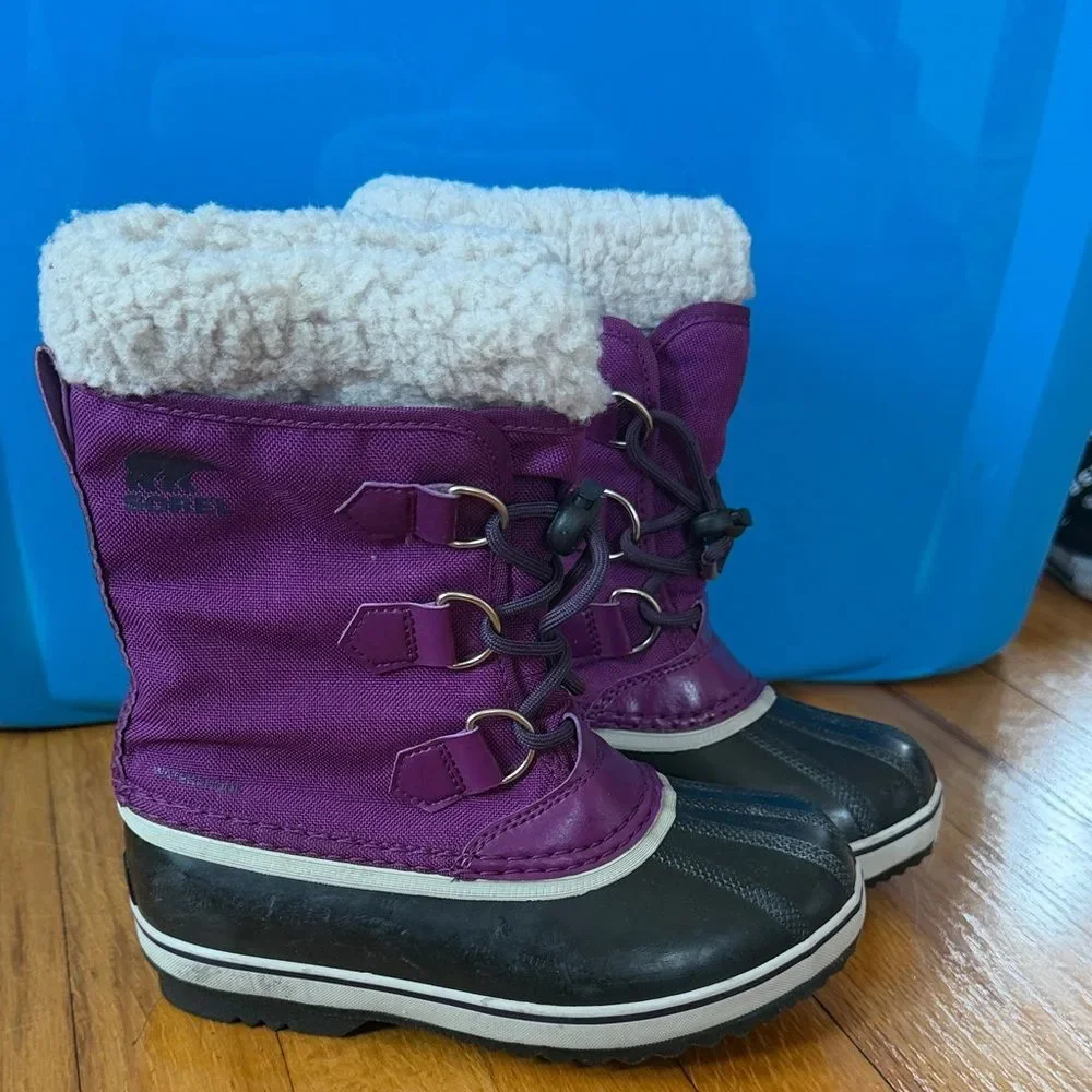 Girls Sorel Yoot Pac Duck Snow Waterproof Rubber Winter Boots Purple Warm-Size1